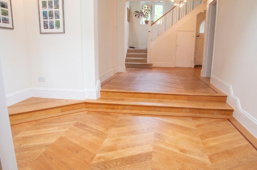 parquet wood floor with multiple levels